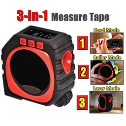 [HH00001011] شريط قياس ليزر 3*1 رقمي وصوتي وليزر عالي الدقة مزود بشاشة ديجيتال بأضاءه ليد