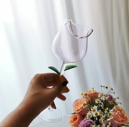 [HH00017274] كأس زجاجي بتصميم وردة مجسمة للعصائر والمشروبات 150 مللي