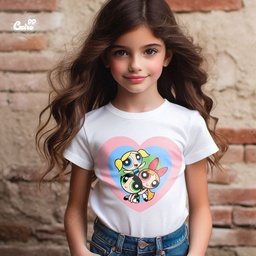Powerpuff Love تيشيرت اطفال قطن باللون الابيض