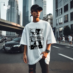 Hidden Legends تيشيرت اوفر سايز قطن باللون الابيض للرجال