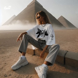 Ankh Vibe تيشيرت اوفر سايز قطن باللون الابيض للنساء