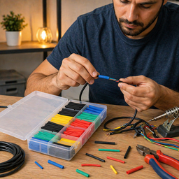 [HH00018347] علبة شرنك حراري 280 قطعة بمقاسات مختلفة لعزل الأسلاك والكابلات والحفاظ عليها من القطع