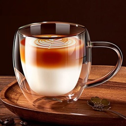 [HH00019368] مج زجاج دبل شفاف 200 ملل للقهوة والشاي