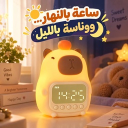 [HH00019687] ساعة ومنبه بتصميم دبدوب مع ضوء ليلي لغرف النوم