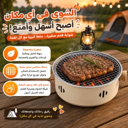 [HH00019740] شواية فحم محمولة ستانلس ستيل صغيرة بشبكة قابلة للفك للتخييم والرحلات
