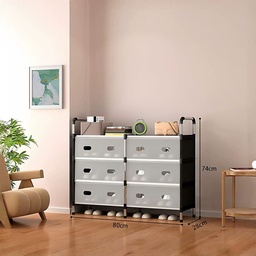 [HH00019865] جزامة 3 أدوار مزدوجة بقوائم معدنية و6 أرفف بغطاء للحفاظ على الأحذية من الأتربة