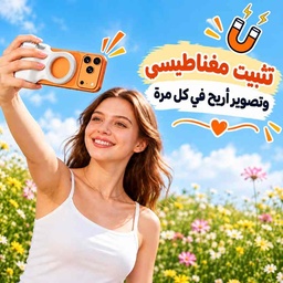 [HH00020074] مقبض مغناطيسي  للتحكم في كاميرا الهاتفي مع زر غالق لاسلكي قابل للفصل مناسب ايفون واندرويد