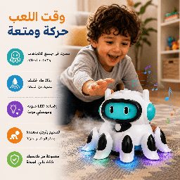 [HH00035974] لعبة روبوت كهربائي متحرك بإضاءة وموسيقى ورذاذ ماء للأطفال