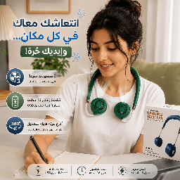 [HH00036057] مروحة رقبة محمولة قابلة لإعادة الشحن 3 سرعات بتصميم مريح