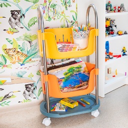 [HH00004439] تربو منظم لأدوات المطبخ والحمام ولعب الأطفال 3 دور بعجلات لسهولة الحركة