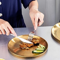 [HH00004599] طبق اكل انيق استانليس ستيل مطلي ذهبي  20 سم