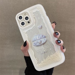 [HH00004997] iPhone 13 Silicon Protective Case Seashell Pearl Design  