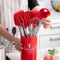 [HH00005672] طقم توزيع سيليكون 12 قطعه بيد استانليس ستيل مع الحامل