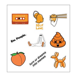 I 🧡 Orange Vinyl Sticker Pack Reusable &amp; Waterproof