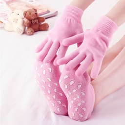 [HH00007422] طقم شراب وجوانتي جل لعلاج تشققات وخشونة وجفاف القدم واليد بزيوت وفيتامينات للتغذية والتنعيم