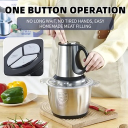 [HH00007455] كبة استانليس ستيل 5 لتر لفرم اللحوم والثوم والبصل والخضروات  ب 3 سرعات مختلفة 250 واط