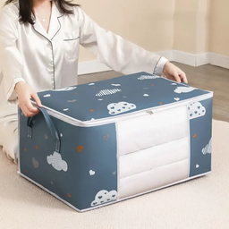 [HH00007875] شنطة تخزين للملابس والبطاطين والوسائد ولعب الاطفال بجزء شفاف لسهولة رؤية المحتويات بيد لسهولة الحمل