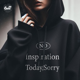 No Inspiration Today Sorry هودي اوفر سايز قطن باللون الأسود 