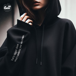 You're Bigger Than What's Making You Anxious هودي اوفر سايز قطن باللون الأسود