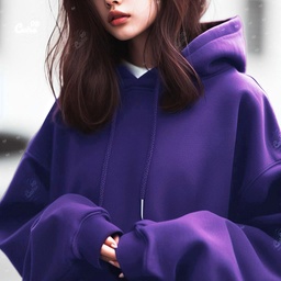 هودي اوفر سايز قطن سادة باللون الموف للنساء