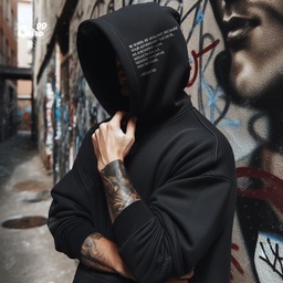 Be Sober , Be Vigilant هودي اوفر سايز قطن باللون الأسود