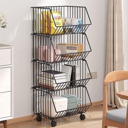 [HH00009908] تربو معدني 4 دور لحمل و تنظيم ادوات المطبخ و الحمام بعجلات لسهوله الحركة