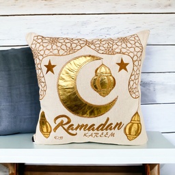 [HH00010123] اكياس مخدات كتان مطرزة بكلمة رمضان كريم بسوستة لأستقبال الشهر المبارك