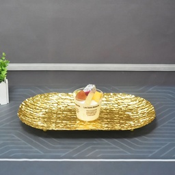 [HH00010282] صينية جولد متعرجة لحمل وتقديم الفواكه والحلويات والكحك والمكسرات للضيوف