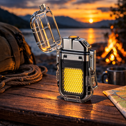 [HH00010596] ولاعة كهربائية مقاومة للماء بكشاف ب 3 درجات إضاءة مختلفة لرحلات البحر والتخييم قابلة لإعادة الشحن