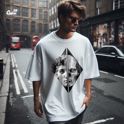 Statue of David تيشيرت اوفر سايز قطن باللون الأبيض للرجال