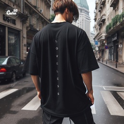 Loveless تيشيرت اوفر سايز قطن باللون الاسود للرجال