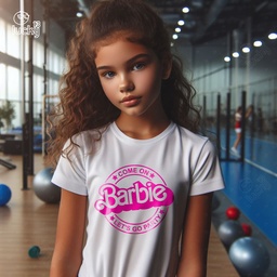 Come On Barbie تيشيرت اطفال قطن باللون الأبيض