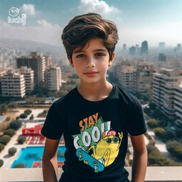 Stay Cool تيشيرت اطفال قطن باللون الاسود