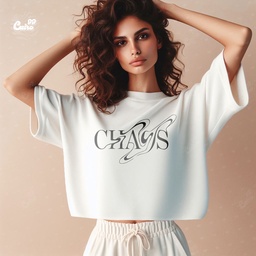 Chas's كروب توب اوفر سايز باللون الابيض