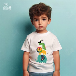 Little town تيشيرت اطفال قطن باللون الابيض