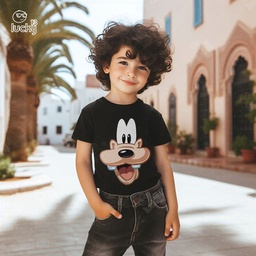 Goofy Face تيشيرت اطفال قطن باللون الاسود