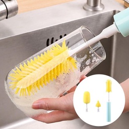 [HH00013558] فرشة كهربائية لتنظيف زجاجات المياة وببرونات الأطفال ب 3 رؤوس مختلفة