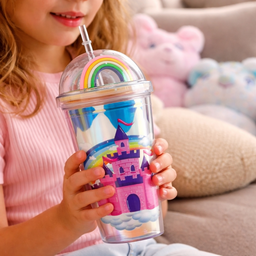 [HH00013755] مج اكليريك 400 مللي بشاليموه مناسب للمشروبات المثلجة مزين باشكال كرتونية