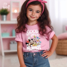 Good Time Always تيشيرت اطفال قطن باللون البينك