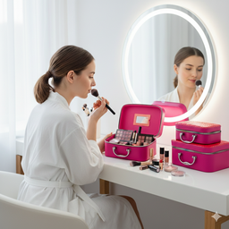 [HH00014056] مجموعة شنط منظمة لادوات التجميل من الجلد 3 قطع