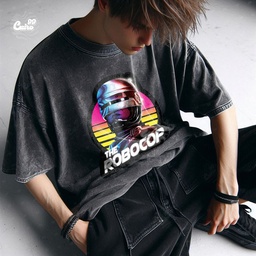 The Robocop تيشيرت اوفر سايز قطن باللون الرمادي للرجال