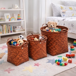 [HH00014929] طقم باسكت تخزين 3 قطع بمقاسات مختلفة منسوج من الرتان