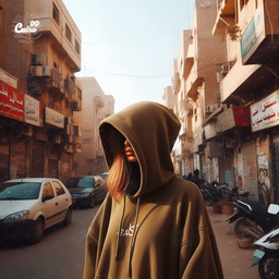 هودي "كايرو" اوفر سايز قطن للنساء باللون البني
