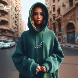 هودي "كايرو" اوفر سايز قطن للنساء باللون الاخضر