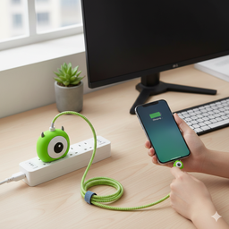 [HH00015392] كفر حماية لشاحن وكابل الآيفون بتصميم كورتي البعبع _ قطعتين