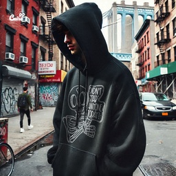 Didn't Star Anyone Today ! هودي اوفر سايز قطن للرجال باللون الأسود