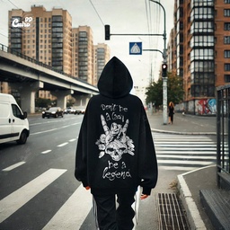 Be A Legend هودي اوفر سايز قطن للنساء باللون الأسود