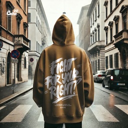 Fight For Your Right هودي اوفر سايز قطن للرجال باللون البني