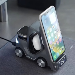 [HH00016181] شاحن لاسلكي 5 *1 مع منبة وساعة  _ بقوة 15 واط