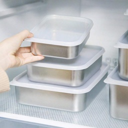 [HH00016226] طقم علب ثلاجة ستانلس ستيل 3 قطع بمقاسات مختلفة بغطاء محكم الغلق لحفظ الطعام